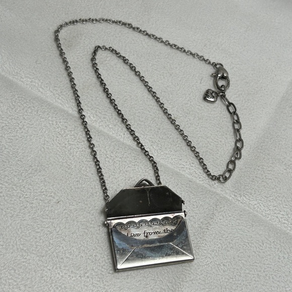 Brighton Heart Notes Necklace Envelope Silver Plated Vintage 18" - Picture 6 of 14